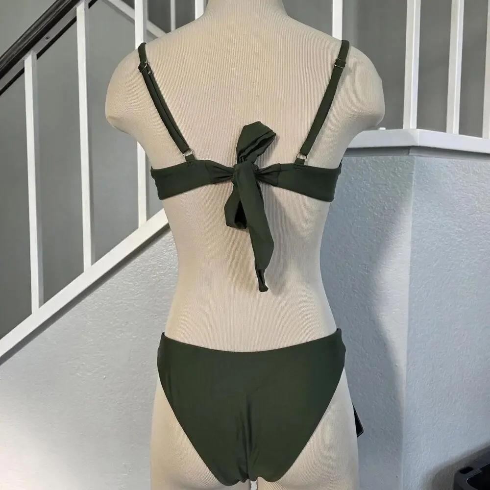 Zaful Twist Front Bikini Sets Underwire Tie Back Bikini High Waisted Women's 6